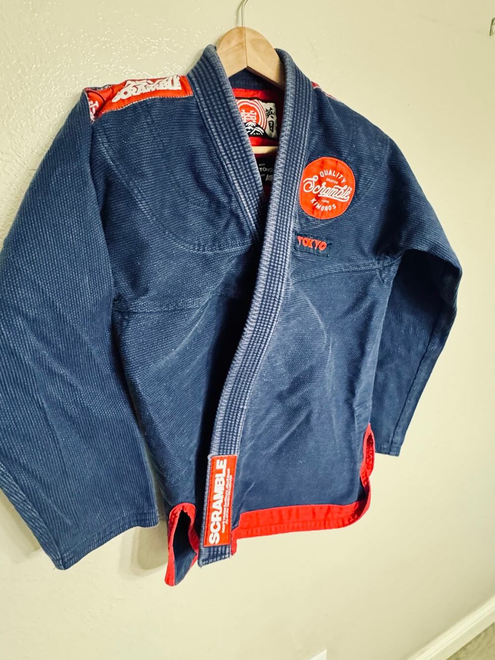 Scramble Tokyo BJJ Gi Navy Blue Red Size A1L Brazilian Jiu Jitsu Kimono Rare